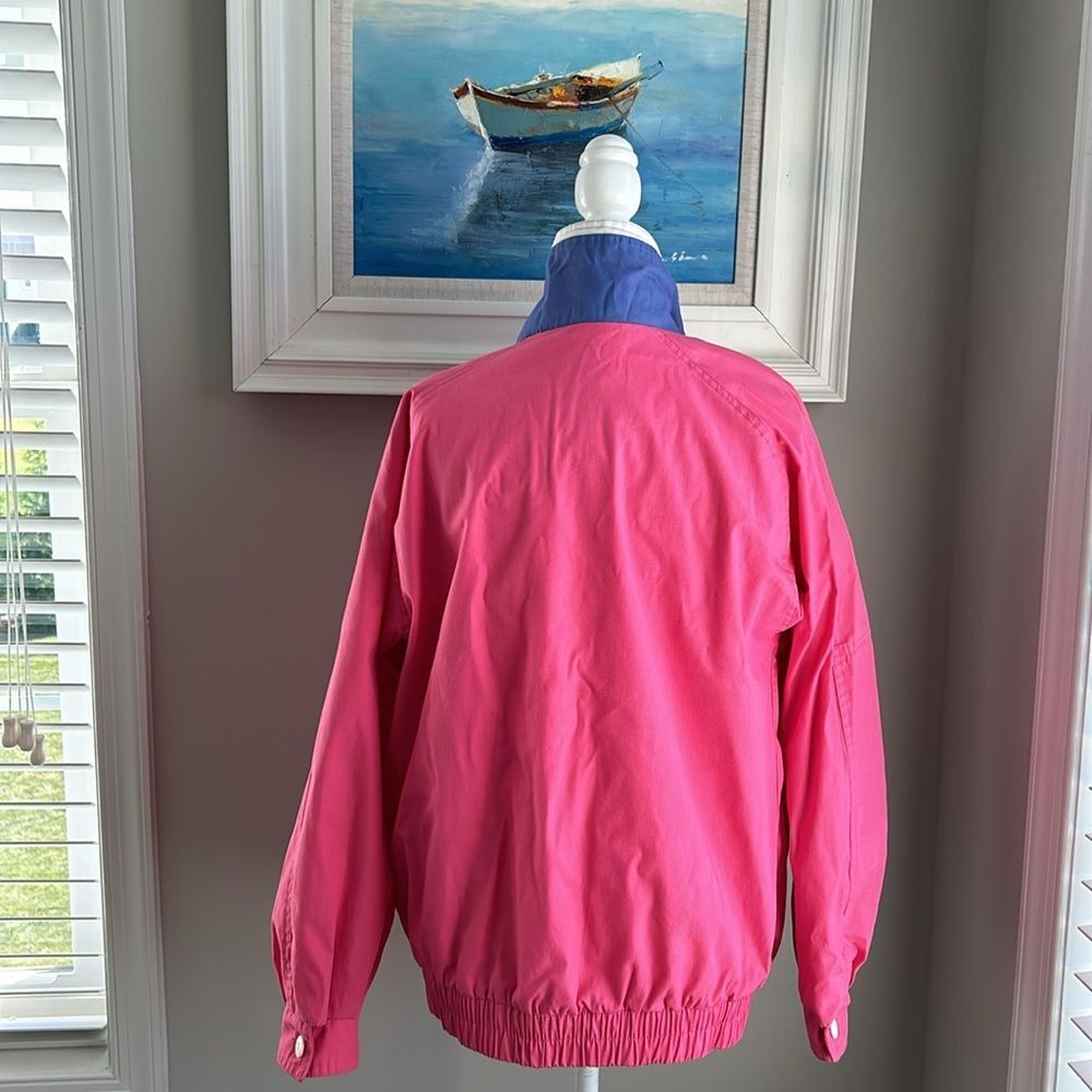 Vintage 80s Be in the Current Seen Hot Pink Lightweight Preppy Jacket Small - Picture 5 of 15